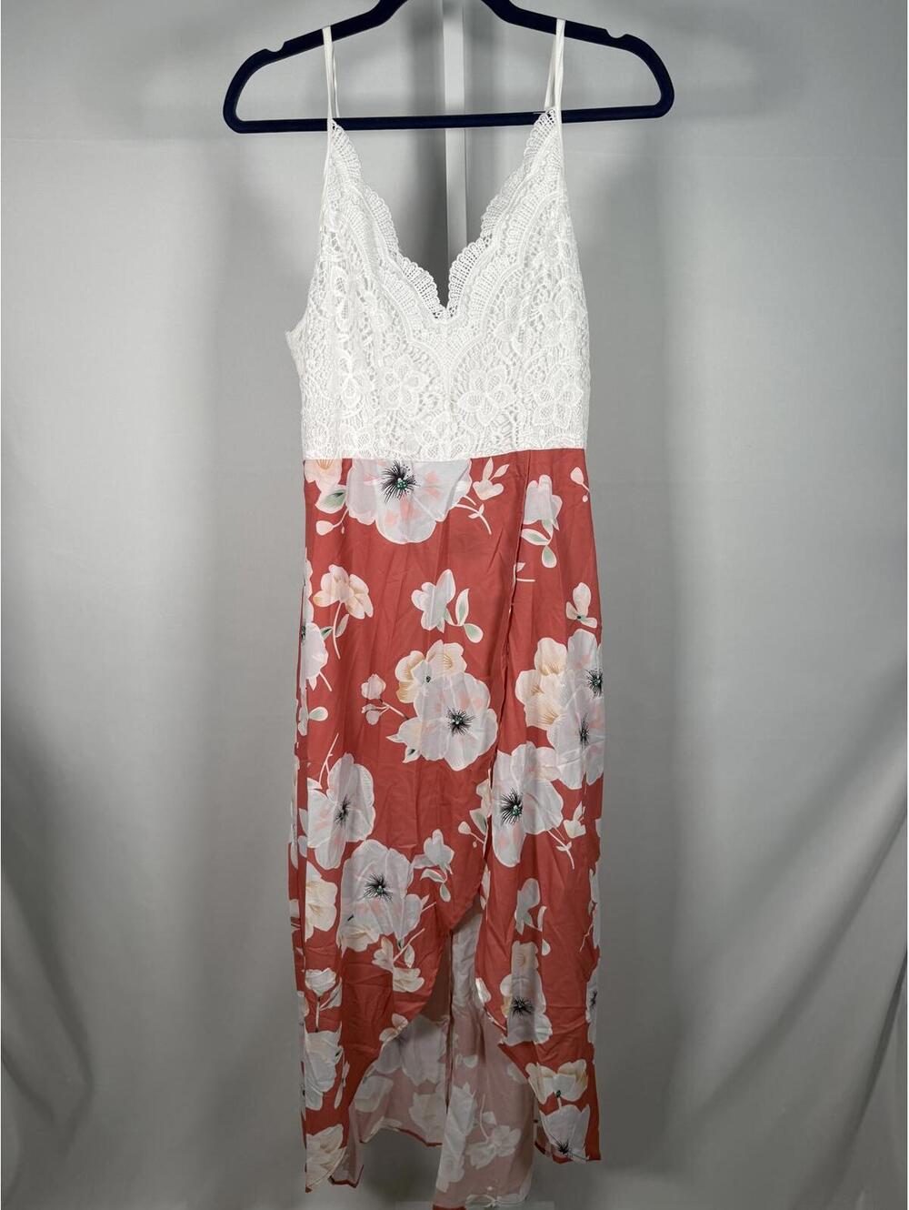 NWT Cupshe Floral Lace Bodice High Low Maxi Dress Women's Size M - Picture 4 of 6